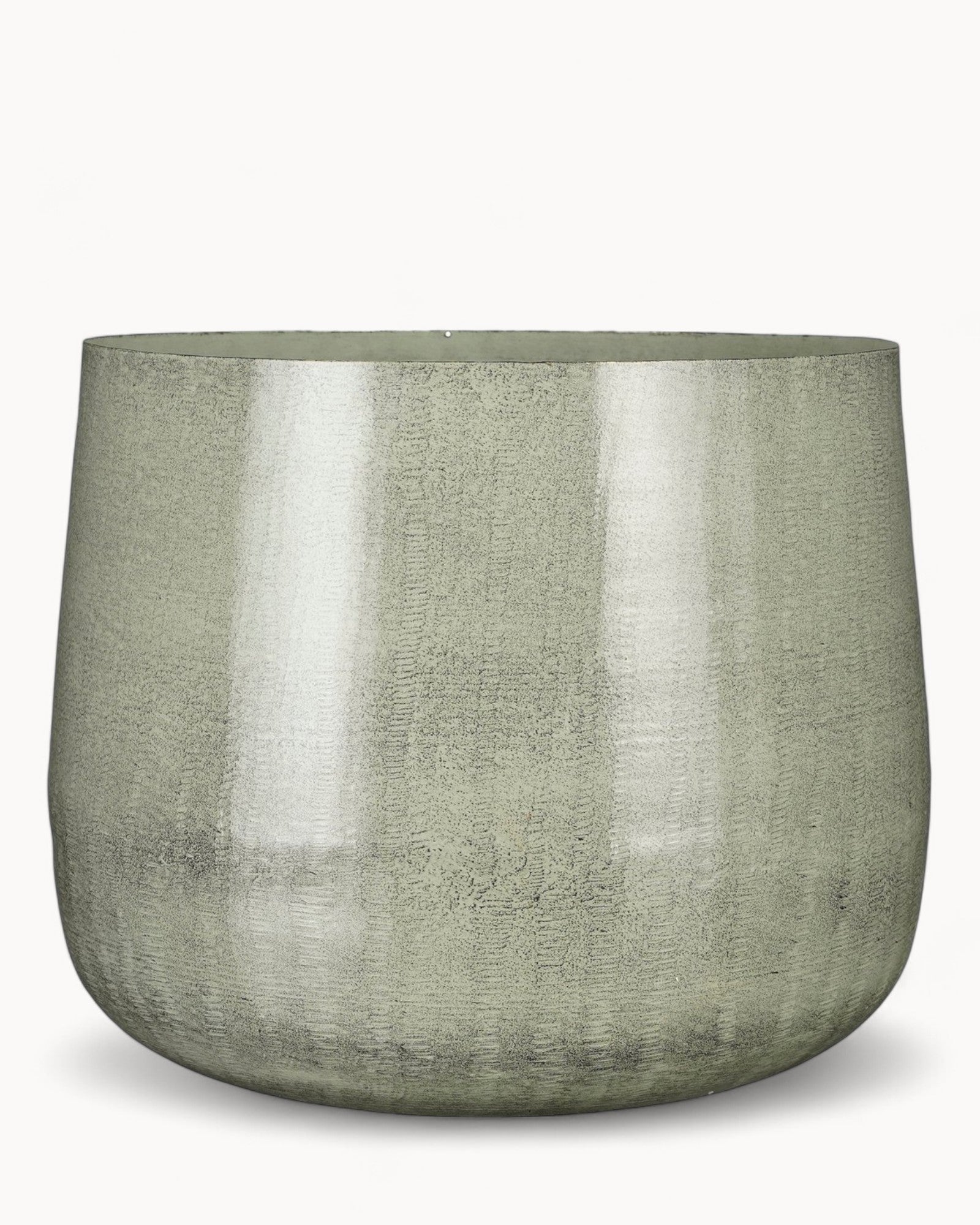 Grande Vaso in Metallo Grigio Chiaro per Piante – Design Industriale Moderno-Plant Pot-Lema Nova-Lema Nova