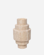 Vaso da Pavimento in Travertino Beige – Design Moderno con Motivo Geometrico-Vase-Lema Nova-Beige - Ø 20 x 23 cm-Lema Nova